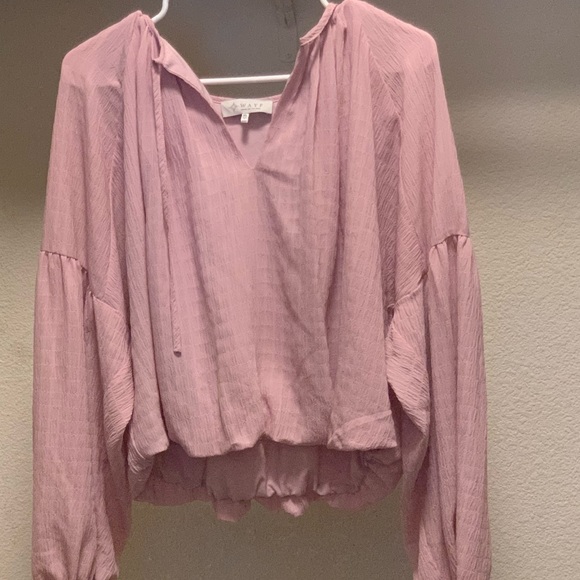 Pink / mauve long sleeve crepe crop top. 10/10 condition - Picture 2 of 2